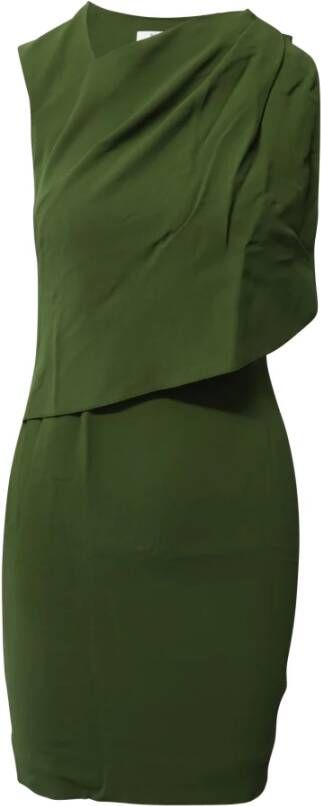 Givenchy Pre-owned Givenchy Sleeveless Draped Sheath Dress in Olive Green Viscose Groen Dames