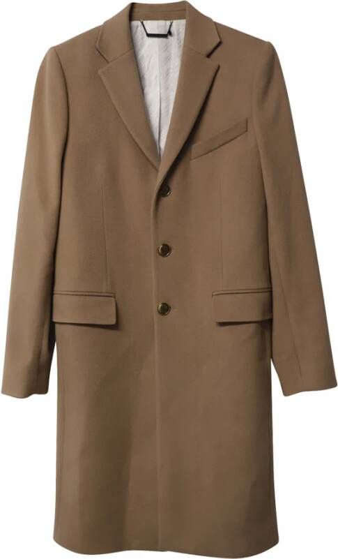 Givenchy Pre-owned Givenchy Slim Fit Coat in Camel Wool and Cashmere Bruin Heren