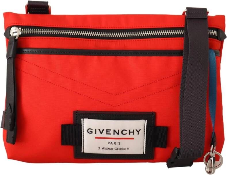 Givenchy Mooie Downtown Large Flat Crossbody Tas in Rood en Zwart Red Heren