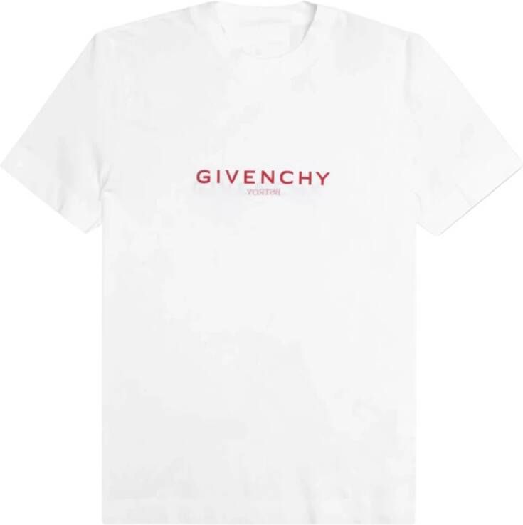 Givenchy Rood Logo Print T-Shirt White Heren