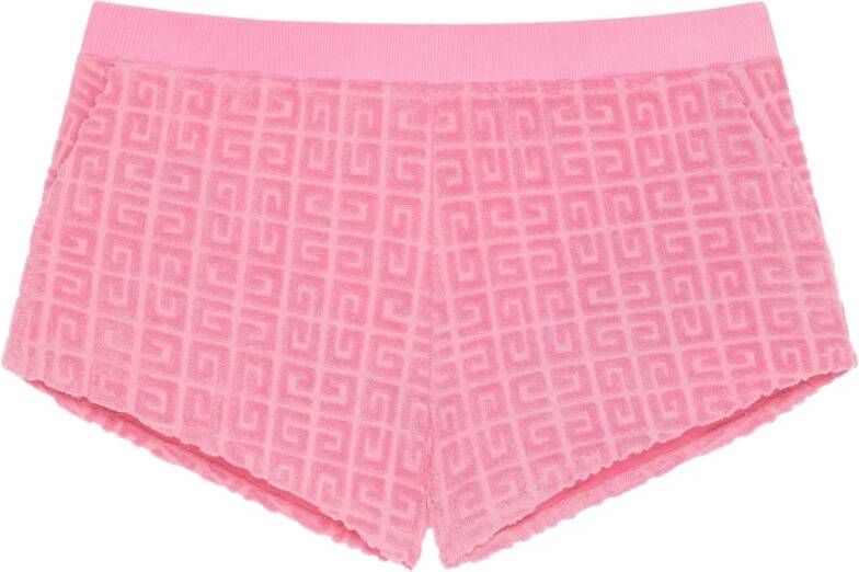 Givenchy Roze Korte Shorts met Geribbelde Elastische Taille en 4G Patroon Roze Dames