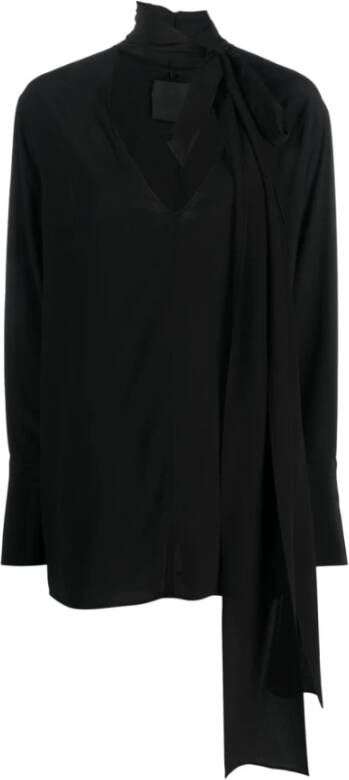Givenchy Zwarte Zijden Overhemd met Afneembare Kraag Black Dames