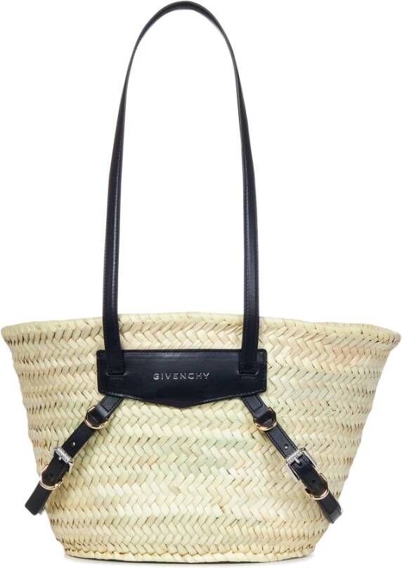 Givenchy Zwarte Schoudertas met Leren Banden Beige Dames