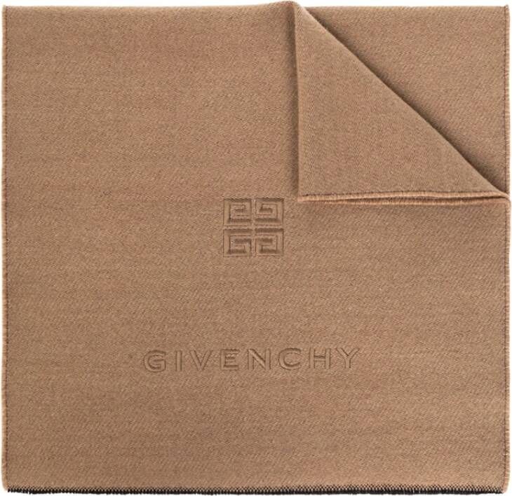 Givenchy Zijden Sjaal voor Mannen met Geborduurd Logo Brown Heren