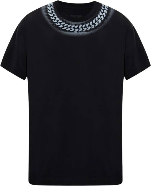 Givenchy Slim Fit Ketting Kraag In reliëf Label T-Shirt Zwart Heren