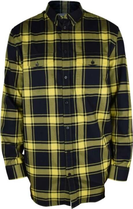 Givenchy Stijlvolle Gele en Zwarte Geruite Overhemd Yellow Heren