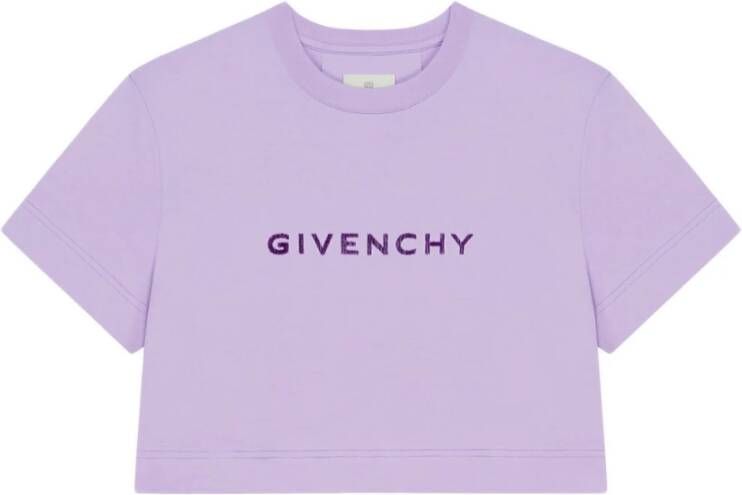 Givenchy Lila Katoenen T-shirt met Embleem Purple Dames