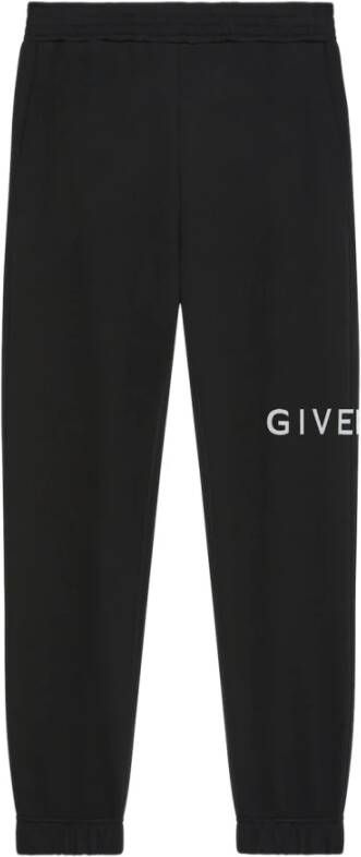Givenchy Zwarte Logo Print Broek Elastische Enkel Black