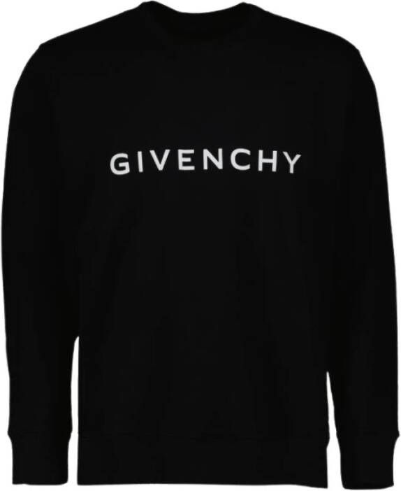 Givenchy Zwarte Katoenen Crew Neck Sweatshirt met Wit Logo Zwart Heren