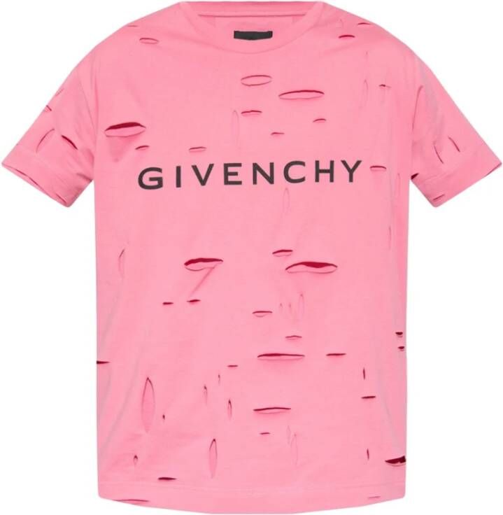 Givenchy T-shirt met logo Roze Heren