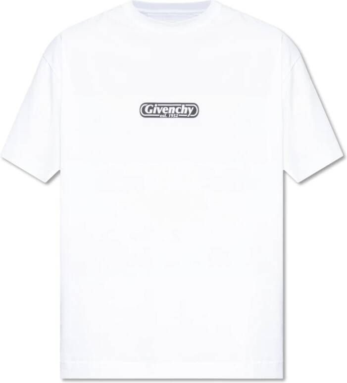 Givenchy Logo Print Crewneck T-shirts en Polos White Heren