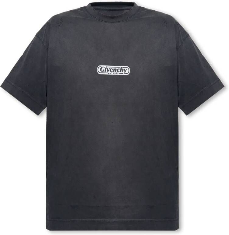 Givenchy Zwarte Katoenen T-shirt met Logo Print Black Heren