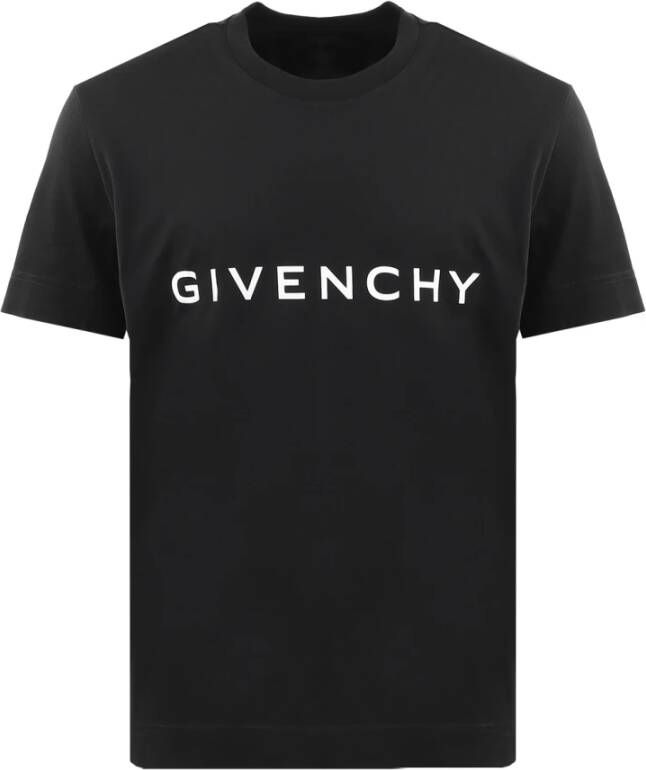 Givenchy Omgekeerd Logo Print Katoenen T-Shirt Black Heren