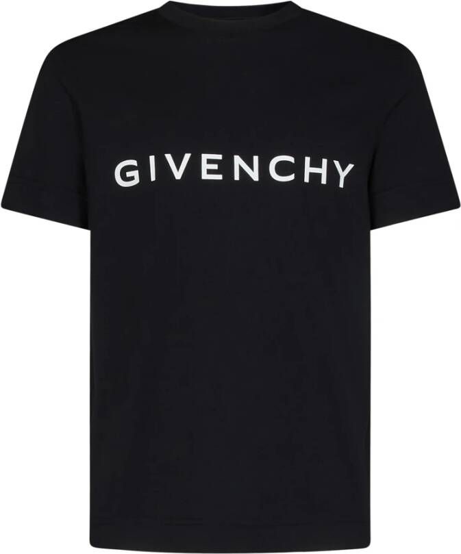 Givenchy Omgekeerd Logo Print Katoenen T-Shirt Black Heren
