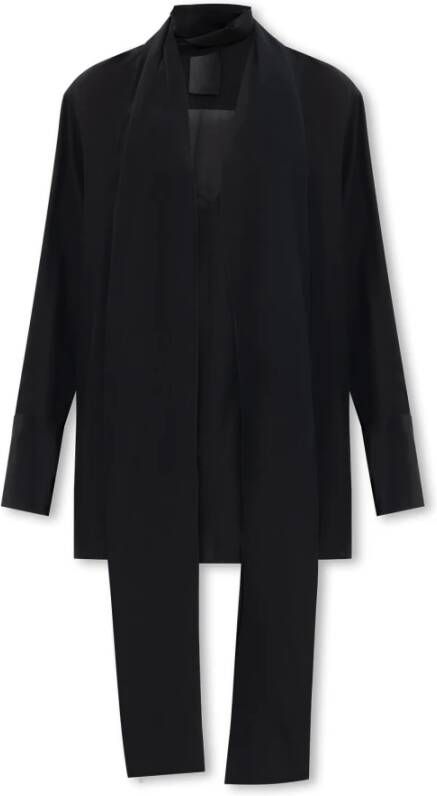 Givenchy Zwarte Zijden Overhemd met Afneembare Kraag Black Dames