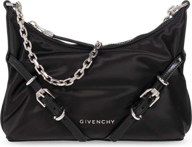 Givenchy Zwarte Satijnen Nylon Mini Schoudertas Black Dames