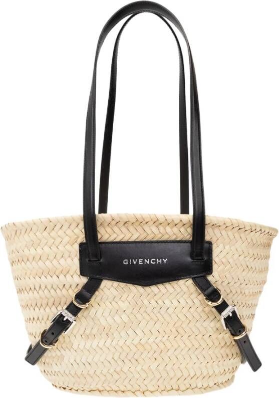 Givenchy Zwarte Schoudertas met Leren Banden Beige Dames