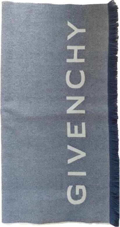 Givenchy Winter Sjaals Twee-Tone Franje Elegantie Blauw Dames