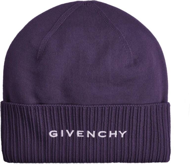 Givenchy Wollen Logo Hoed voor Mannen Purple Unisex