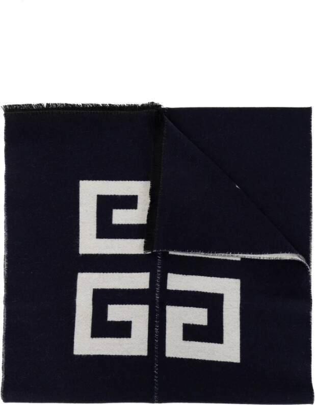 Givenchy Wollen sjaal met logo Blauw Heren