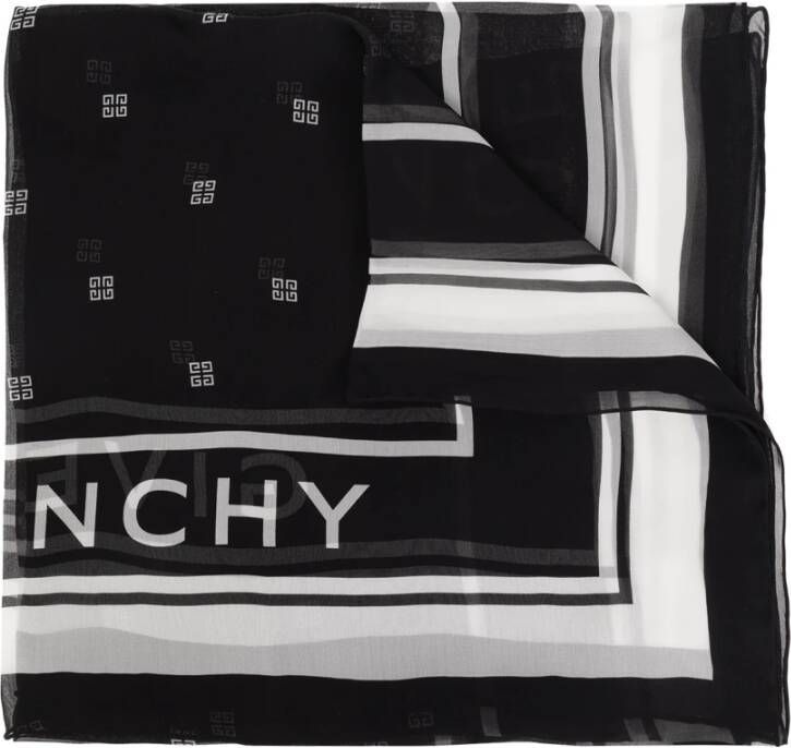 Givenchy Zijden sjaal met logo Zwart Dames