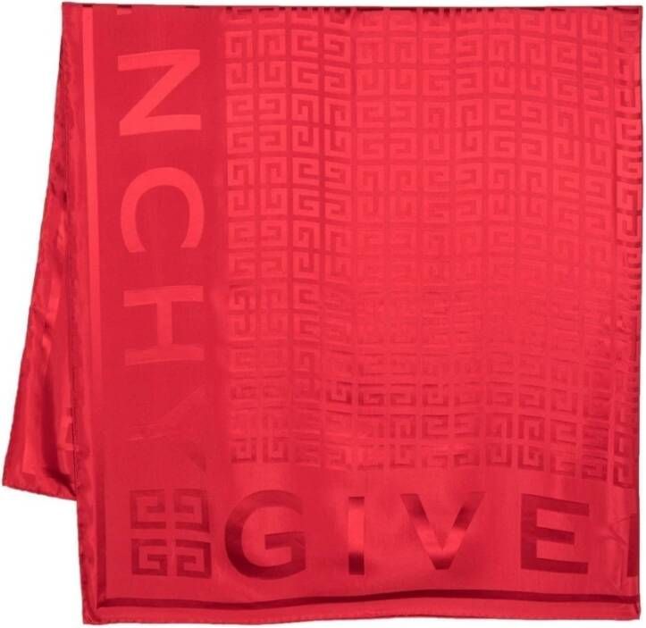 Givenchy Zijden Sjaal met Monogram-Patroon Rood Dames