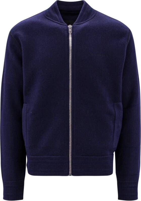 Givenchy Zip-Through Wollen Sweatshirt Blauw Heren