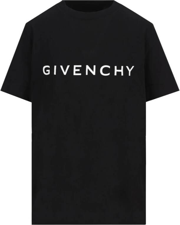 Givenchy Zwart Crew Neck T-Shirt met Handtekeningprint Zwart Dames