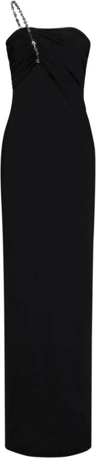 Givenchy Zwarte Geplooide Asymmetrische Bustier Jurk Zwart Dames