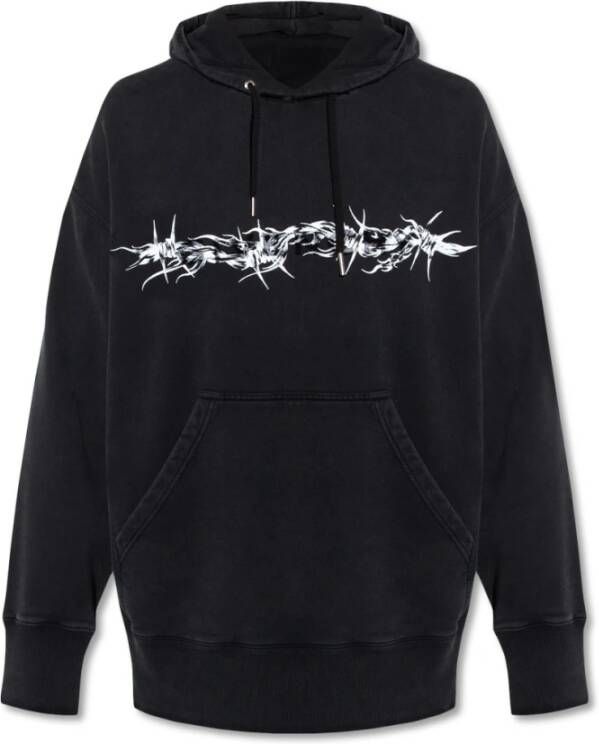Givenchy Zwarte hoodie met logo print Zwart Heren
