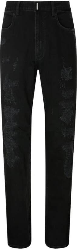 Givenchy Zwarte Katoenen Gescheurde Jeans Zwart Heren