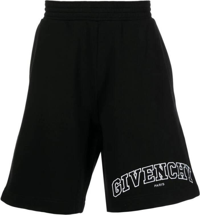 Givenchy Zwarte Logo Print Gebreide Shorts Zwart Heren