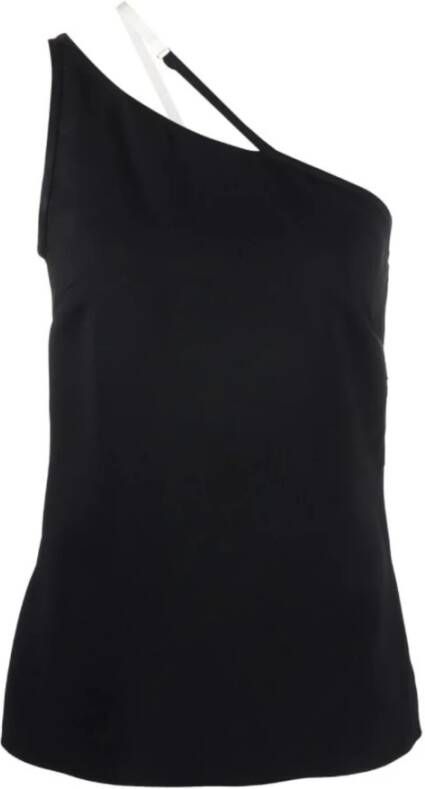 Givenchy Zwarte One-Shoulder Top met Verborgen Rits Zwart Dames
