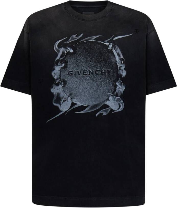 Givenchy Zwarte Ribgebreide Crewneck T-shirts en Polos Zwart Heren