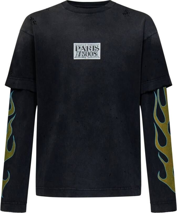 Givenchy Zwarte T-shirts en Polos met Flames Print Zwart Heren