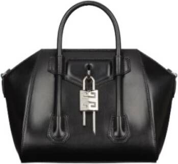Givenchy Zwarte Leren Tote Tas met Hangslot Black Dames