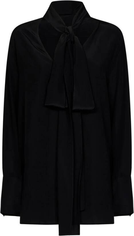Givenchy Zwarte Zijden Overhemd met Afneembare Kraag Zwart Dames
