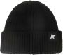 Golden Goose Zwarte wollen ribgebreide hoed met One Star-logo Zwart - Thumbnail 1