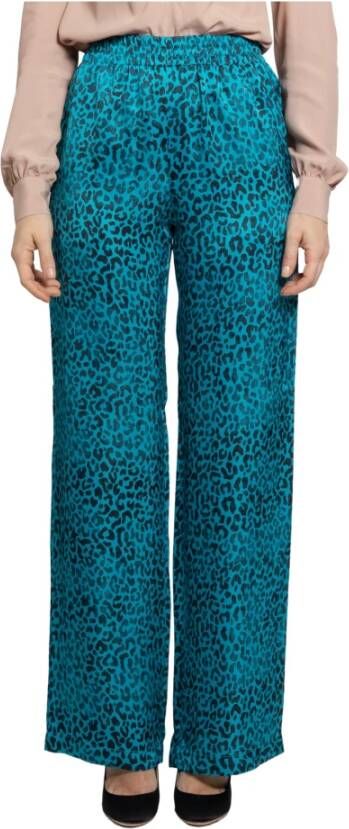 Golden Goose Blauwe Luipaardprint Wijde Pijp Broek Blauw Dames