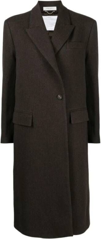 Golden Goose Bruine jas van maagdelijke wol met opstaande revers Zwart Dames
