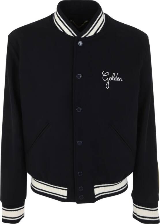 Golden Goose Donkerblauwe Bomberjas van Wolmix Blauw Heren