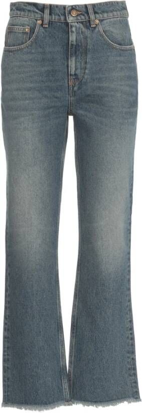 Golden Goose Blauwe Slim-Fit Katoenen Jeans met Gescheurde Details Blauw Dames