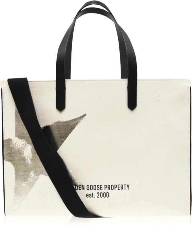 Golden Goose California Star Logo Tote Bag White Dames