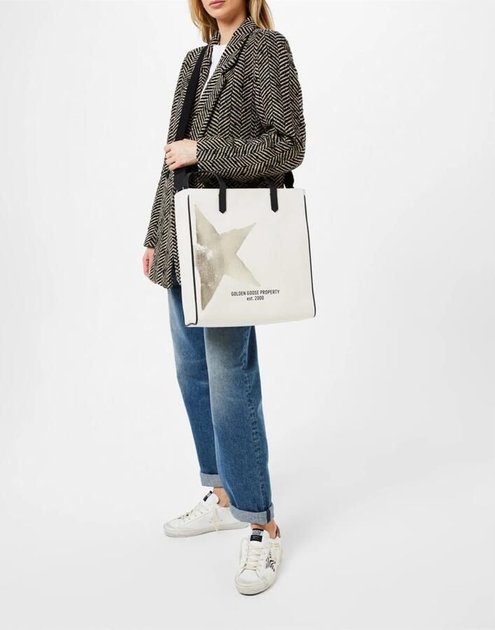 Golden Goose California Star Logo Tote Bag White Dames - Foto 2