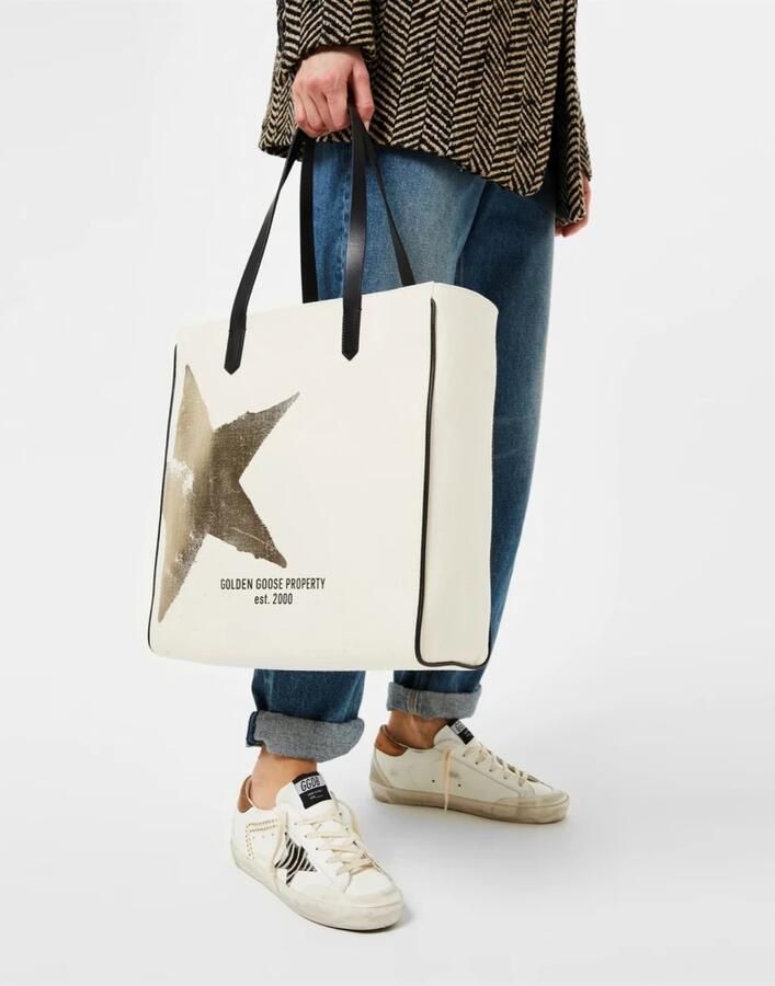 Golden Goose California Star Logo Tote Bag White Dames - Foto 3