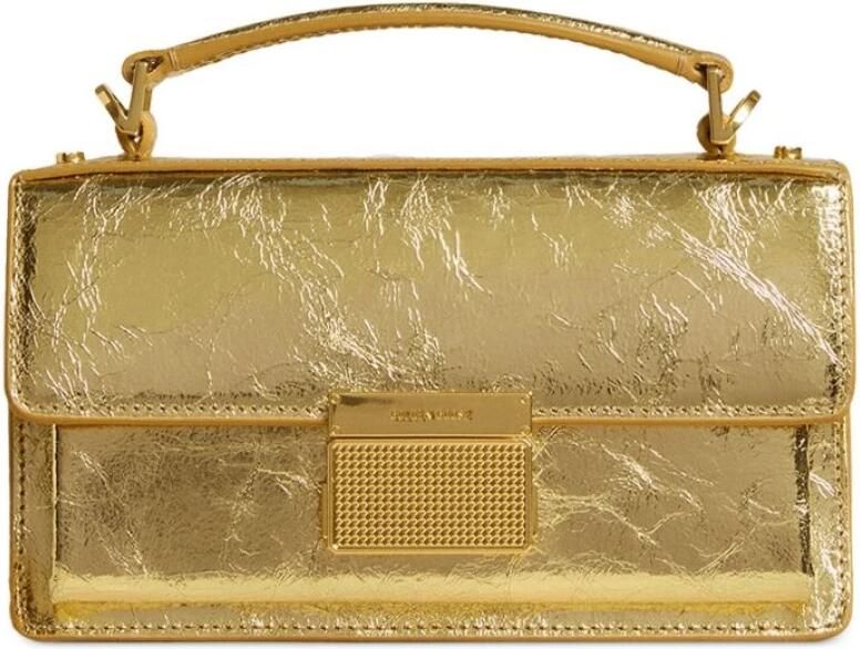 Golden Goose Metallic Finish Schoudertas met Sluiting Yellow Dames - Foto 10