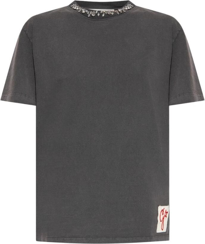 Golden Goose Grijze Katoenen T-shirt met Logopatch Gray Dames