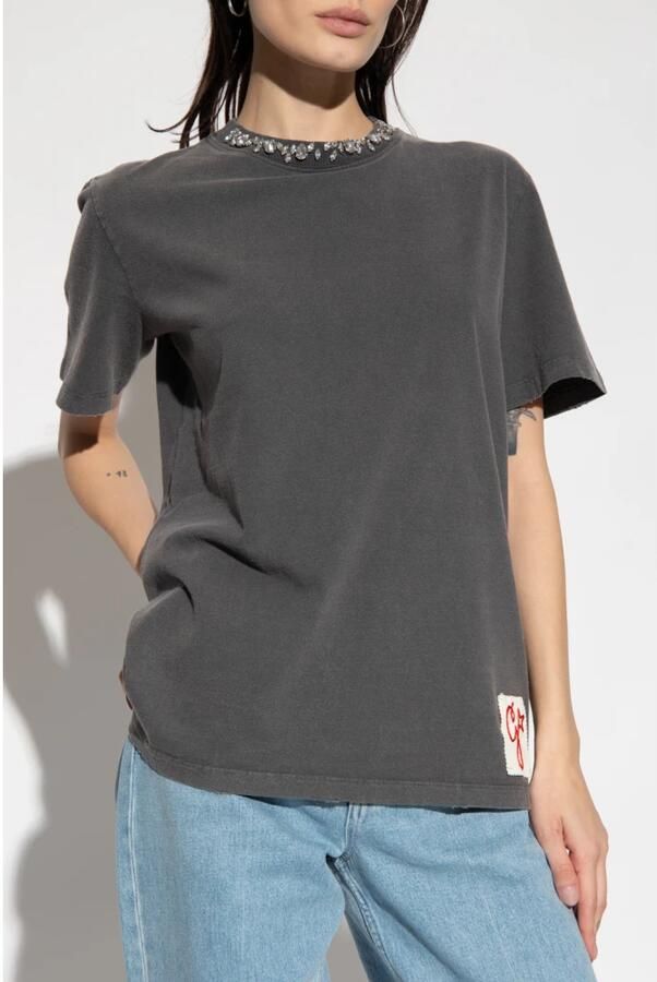 Golden Goose Grijze Katoenen T-shirt met Logopatch Gray Dames - Foto 3