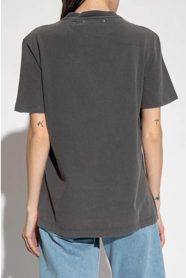 Golden Goose Grijze Katoenen T-shirt met Logopatch Gray Dames - Foto 4