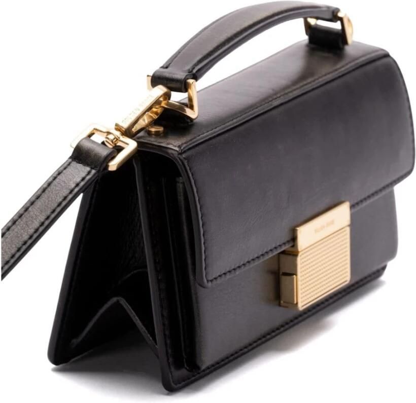 Golden Goose Zwarte leren schoudertas met goudkleurige hardware Black Dames